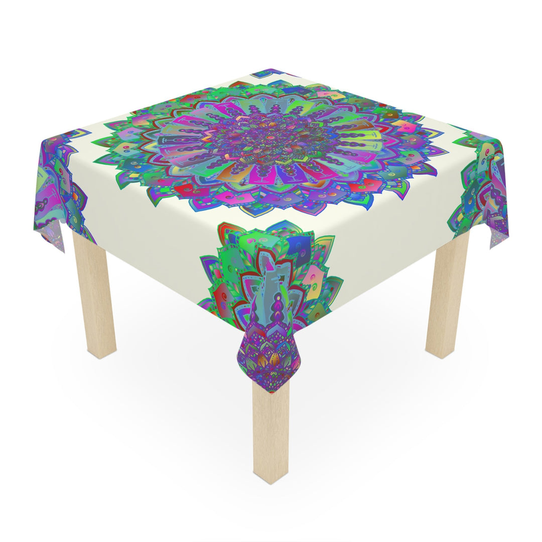 Vibrant Mandala Tablecloth - Ivory Home Decor - Blululi