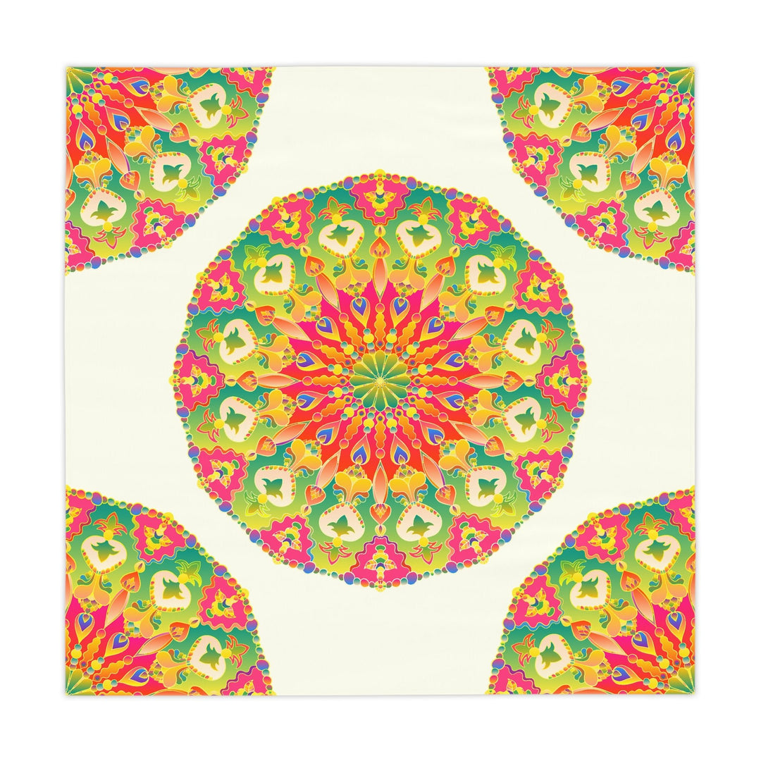 Vibrant Mandala Tablecloth - Ivory Home Decor - Blululi