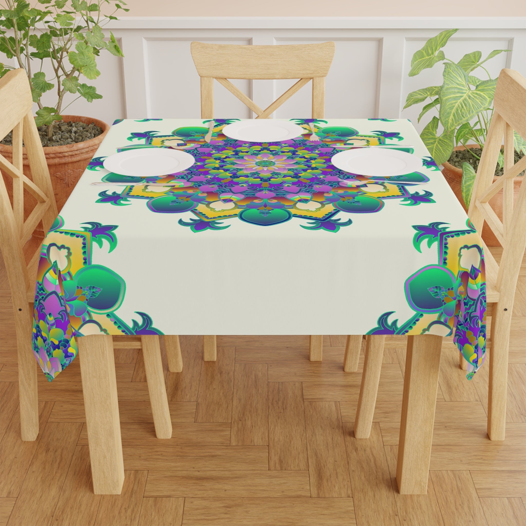 Vibrant Mandala Tablecloth - Ivory - Home Decor Home Decor - Blululi