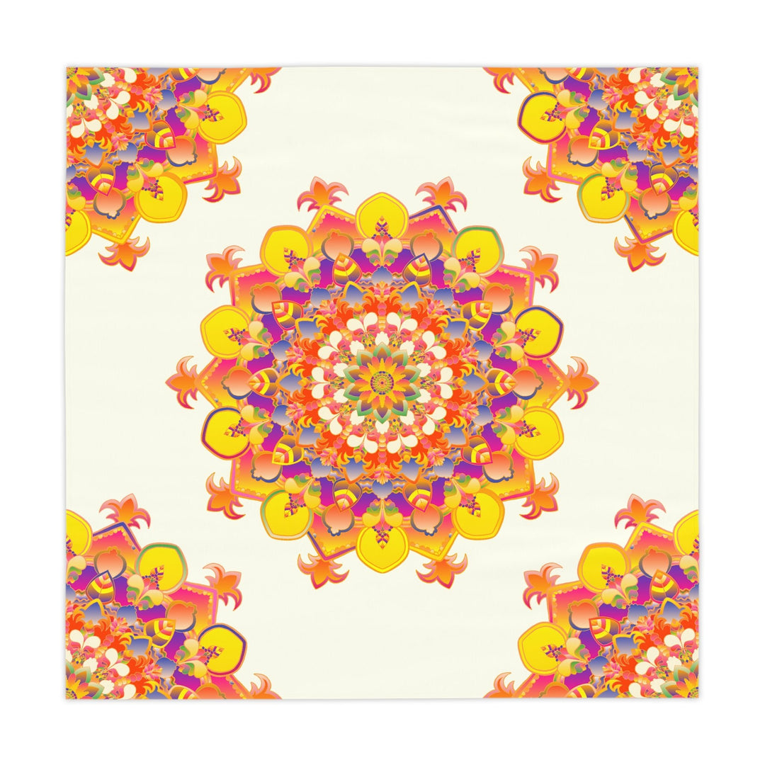 Vibrant Mandala Tablecloth, Ivory - Intricate Design Home Decor - Blululi