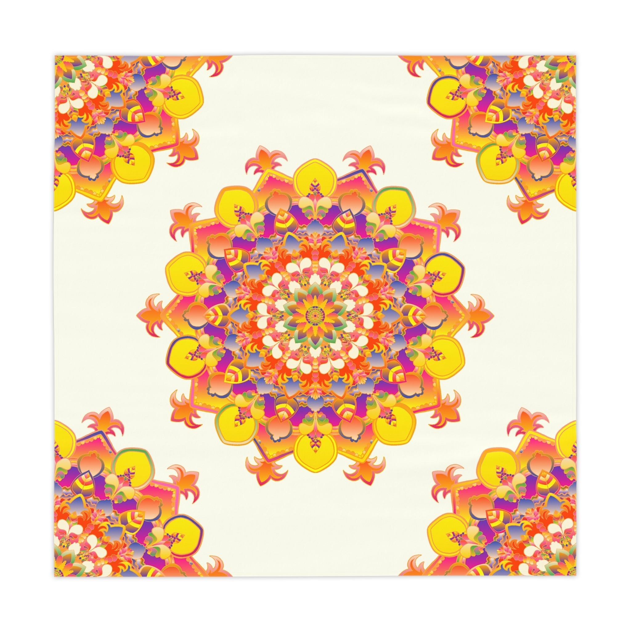 Vibrant Mandala Tablecloth, Ivory - Intricate Design Home Decor - Blululi