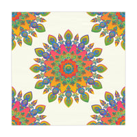 Vibrant Mandala Tablecloth, Ivory - Intricate Design Home Decor - Blululi