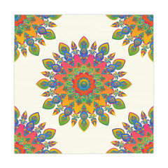 Vibrant Mandala Tablecloth, Ivory - Intricate Design Home Decor - Blululi