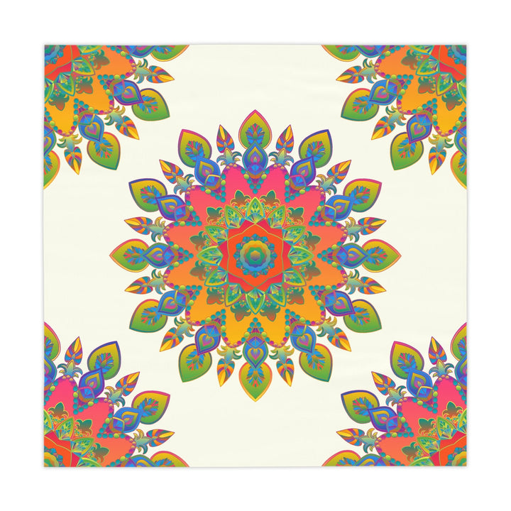 Vibrant Mandala Tablecloth, Ivory - Intricate Design Home Decor - Blululi