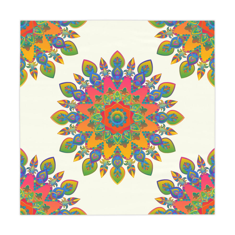 Vibrant Mandala Tablecloth, Ivory - Intricate Design Home Decor - Blululi