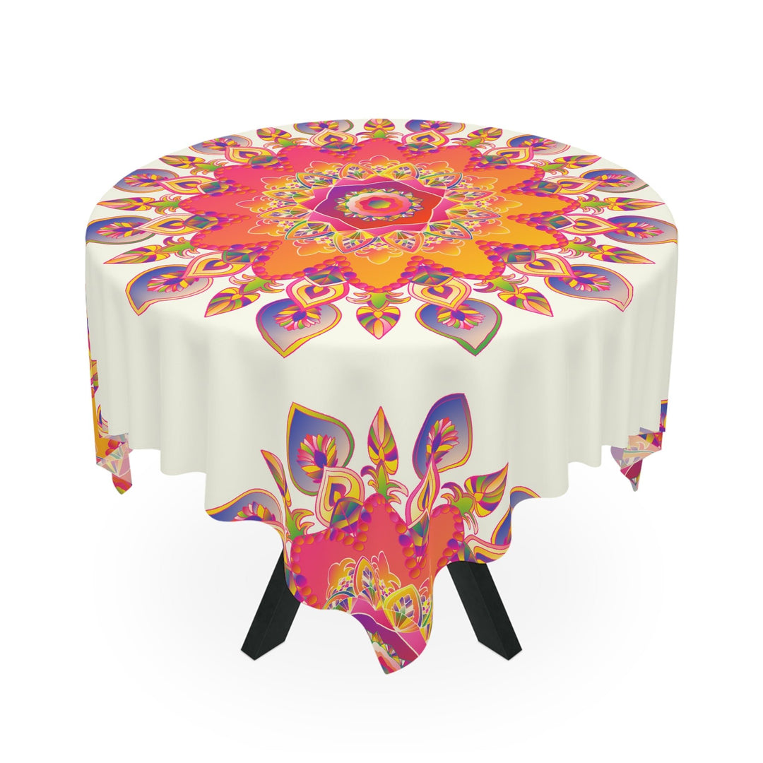 Vibrant Mandala Tablecloth, Ivory - Spiritual Home Decor Home Decor - Blululi