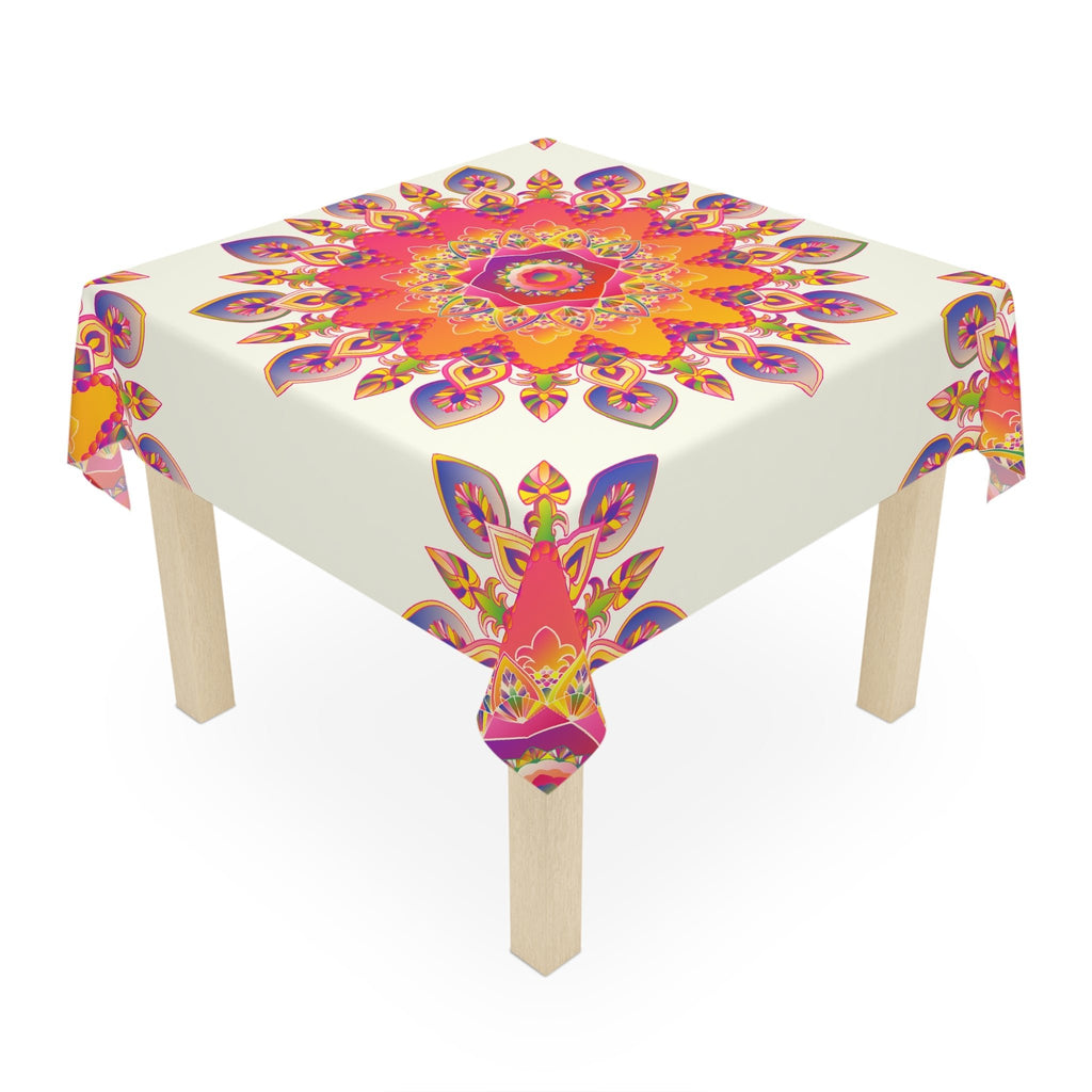 Vibrant Mandala Tablecloth, Ivory - Spiritual Home Decor Home Decor - Blululi