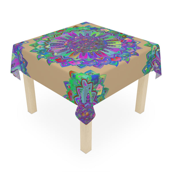 Vibrant Mandala Tablecloth - Neon & Pastel Home Decor - Blululi