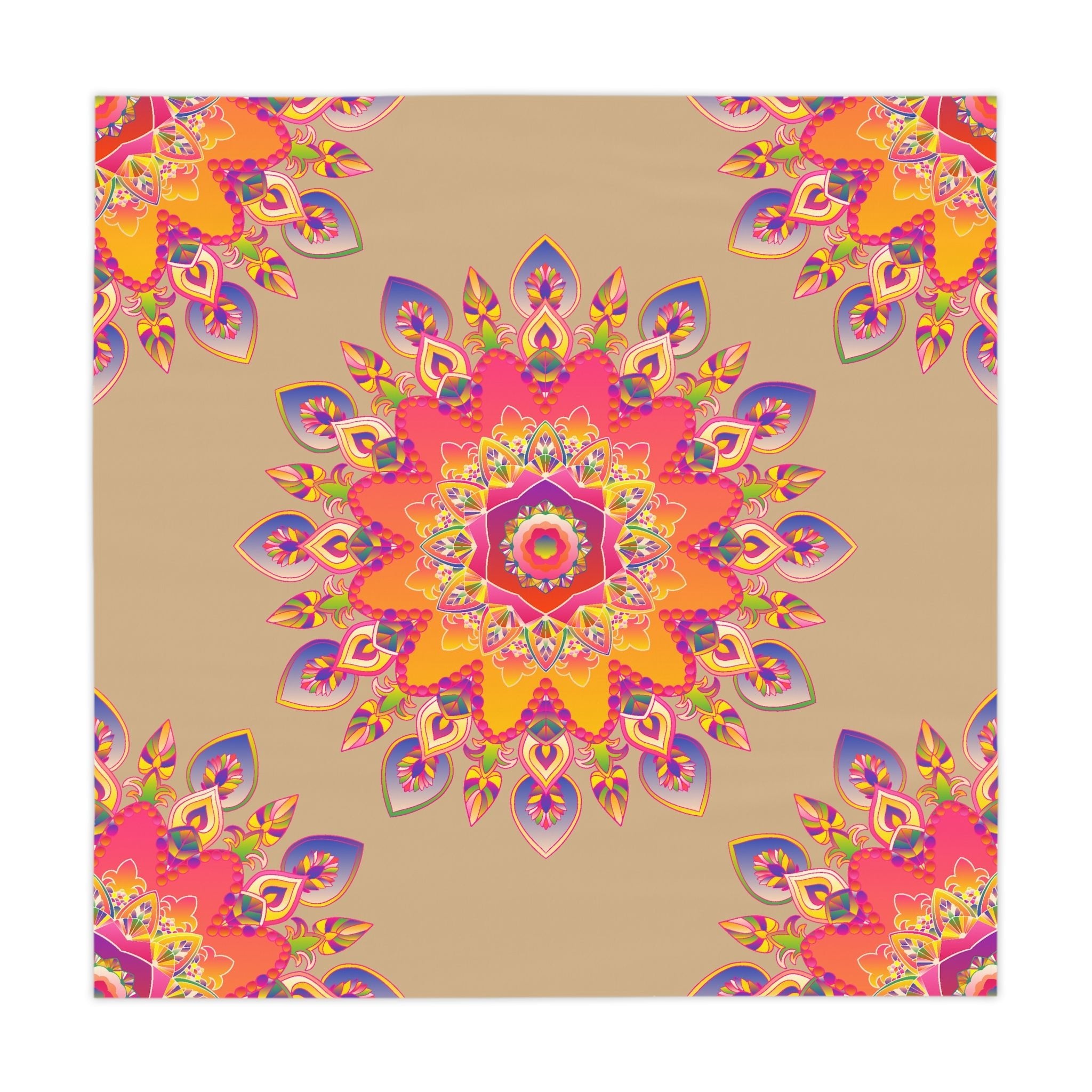 Vibrant Mandala Tablecloth - Pink, Orange, Yellow Home Decor - Blululi