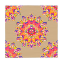Vibrant Mandala Tablecloth - Pink, Orange, Yellow Home Decor - Blululi