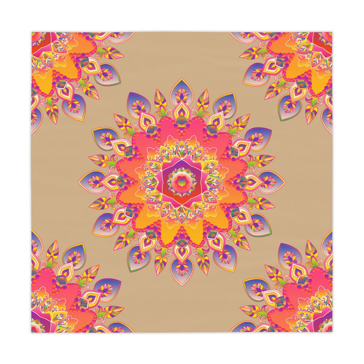 Vibrant Mandala Tablecloth - Pink, Orange, Yellow Home Decor - Blululi