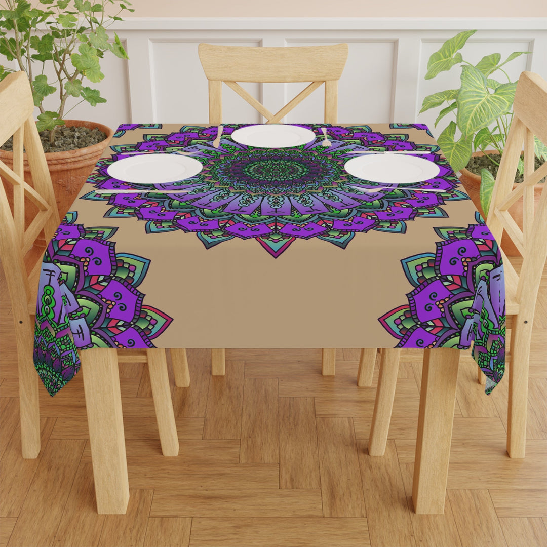 Vibrant Mandala Tablecloth - Purple, Green & Blue Home Decor - Blululi