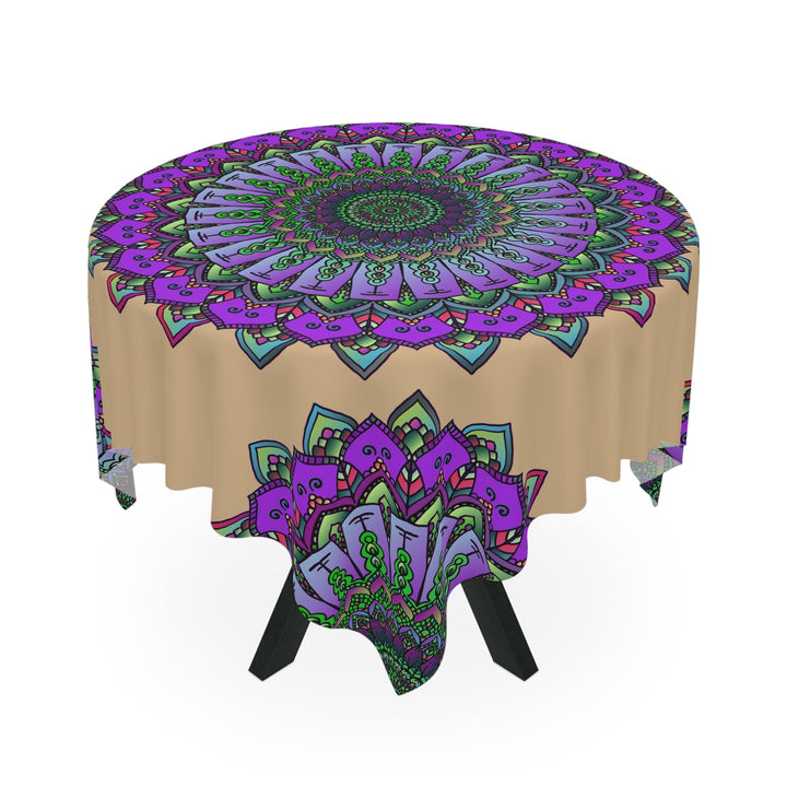 Vibrant Mandala Tablecloth - Purple, Green & Blue Home Decor - Blululi