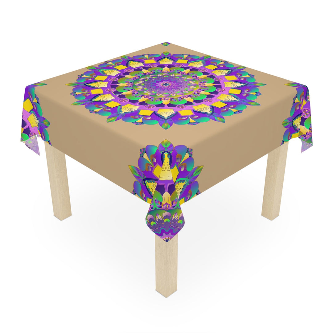 Vibrant Mandala Tablecloth - Purple & Green Home Decor - Blululi