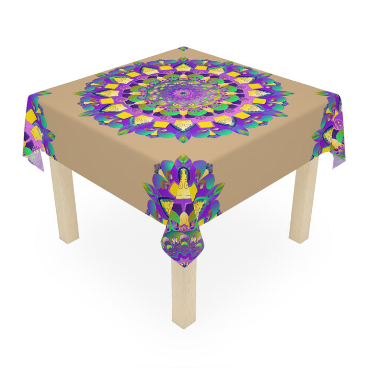 Vibrant Mandala Tablecloth - Purple & Green Home Decor - Blululi