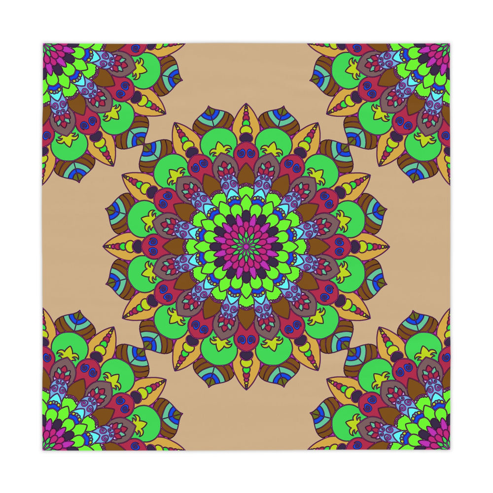 Vibrant Mandala Tablecloth - Round, Sand Home Decor - Blululi