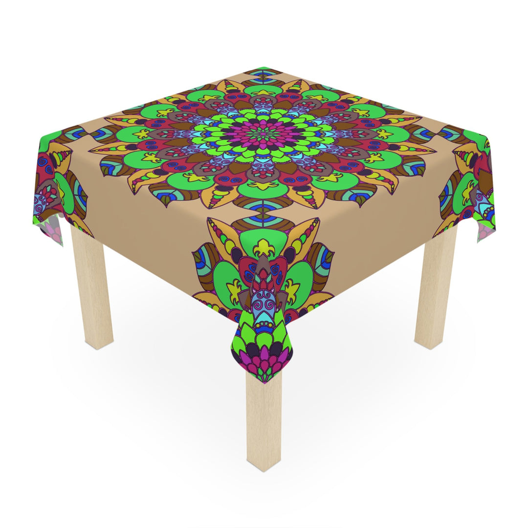 Vibrant Mandala Tablecloth - Round, Sand Home Decor - Blululi