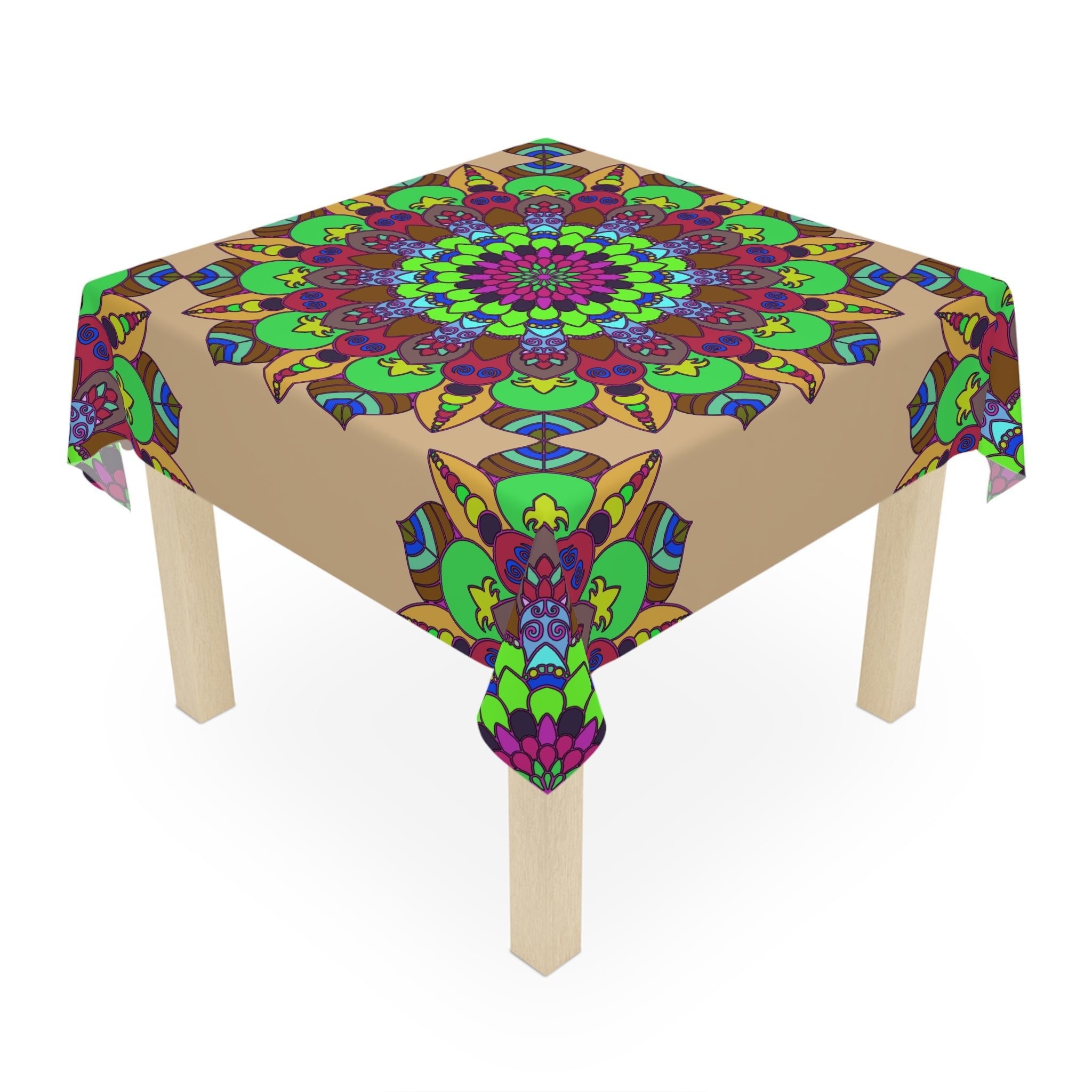 Vibrant Mandala Tablecloth - Round, Sand Home Decor - Blululi