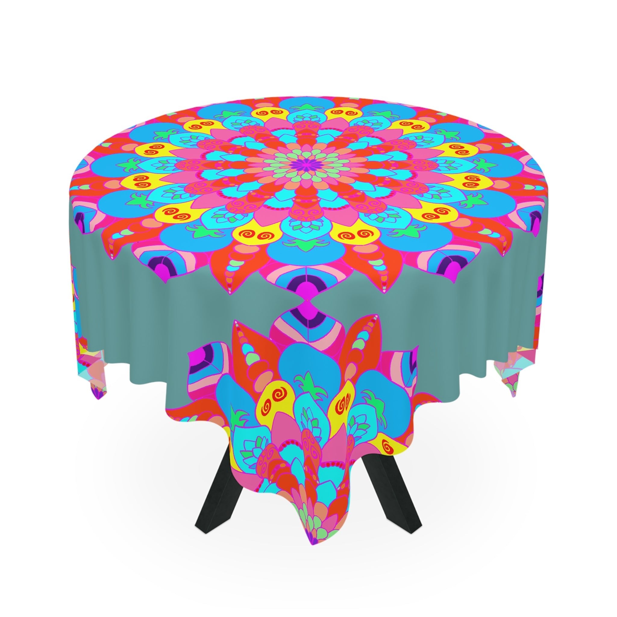 Vibrant Mandala Tablecloth - Sage Green Home Decor - Blululi