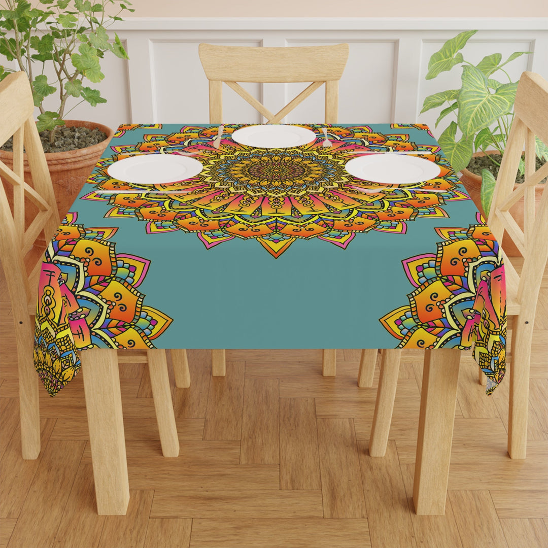 Vibrant Mandala Tablecloth - Sage Green Home Decor - Blululi