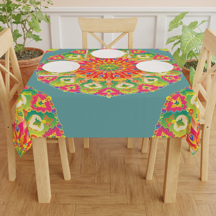 Vibrant Mandala Tablecloth - Sage Green Home Decor - Blululi