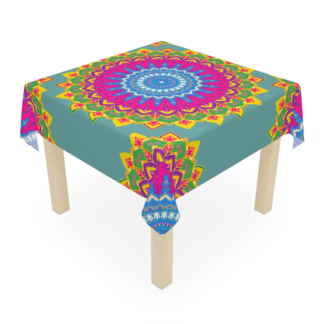 Vibrant Mandala Tablecloth - Sage Green Home Decor - Blululi