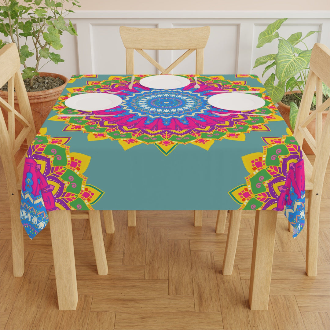 Vibrant Mandala Tablecloth - Sage Green Home Decor - Blululi