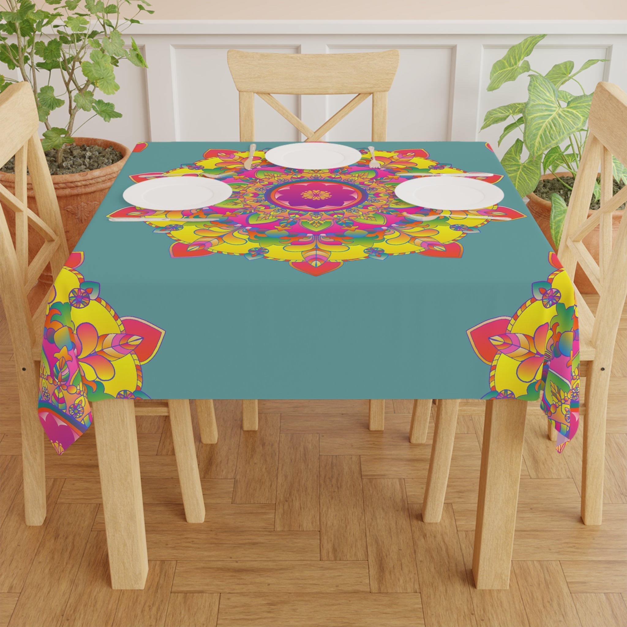 Vibrant Mandala Tablecloth - Sage Green Home Decor - Blululi