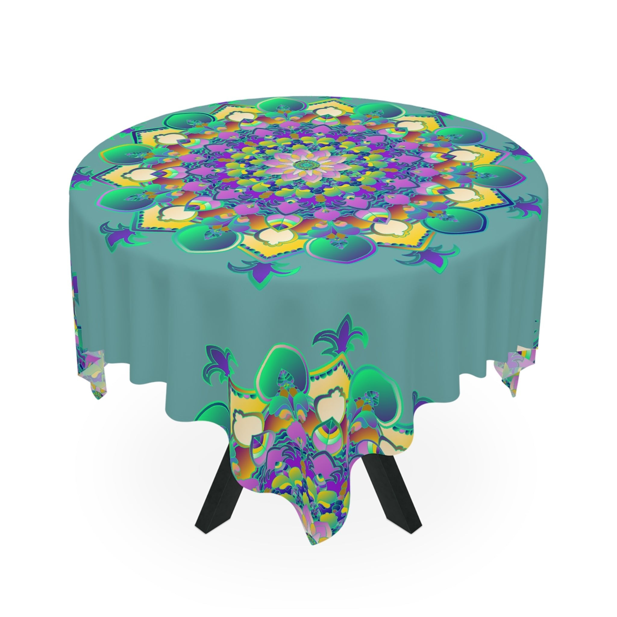 Vibrant Mandala Tablecloth - Sage Green Home Decor - Blululi