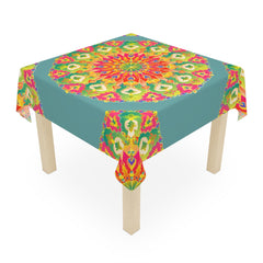Vibrant Mandala Tablecloth - Sage Green Home Decor - Blululi