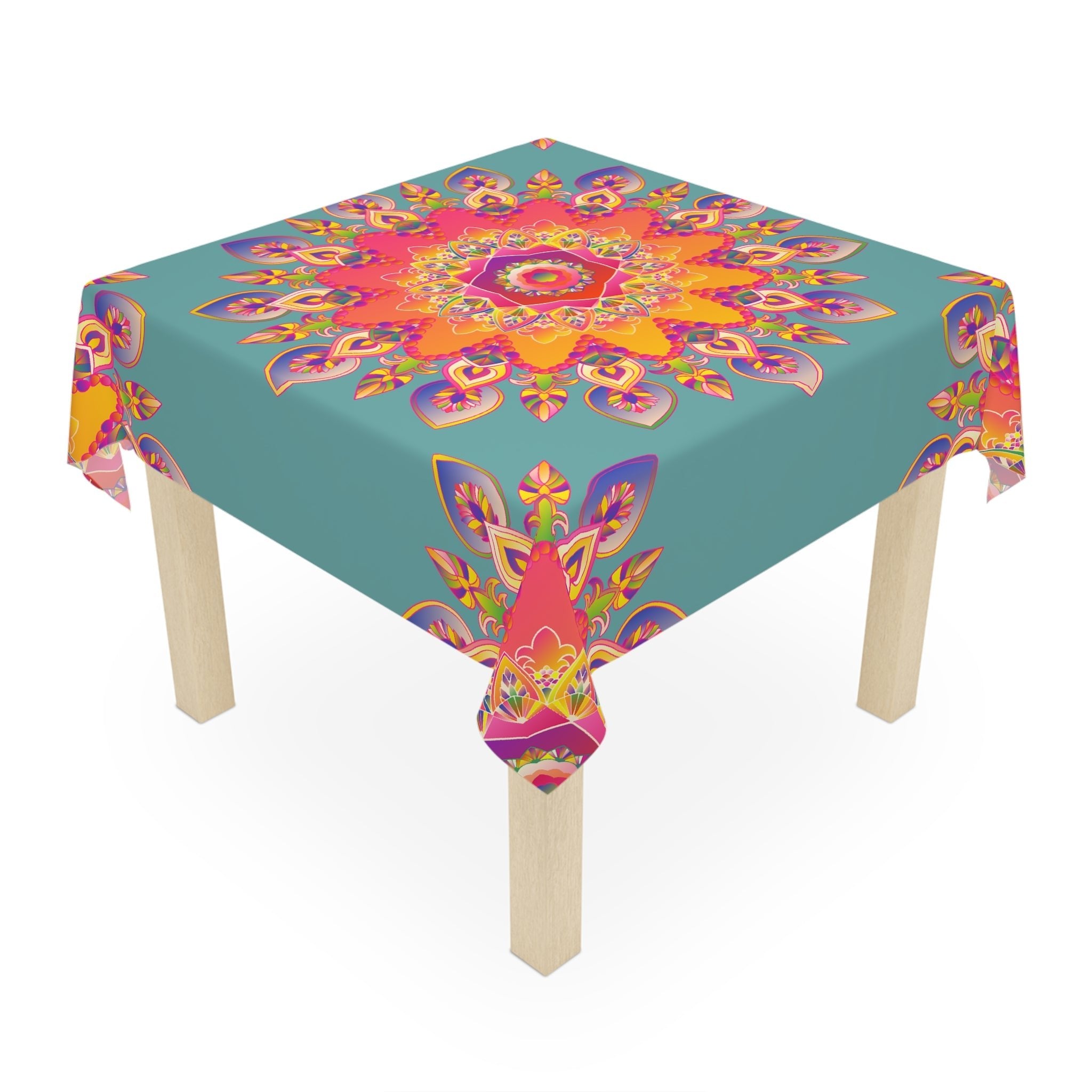 Vibrant Mandala Tablecloth - Sage Green Home Decor - Blululi