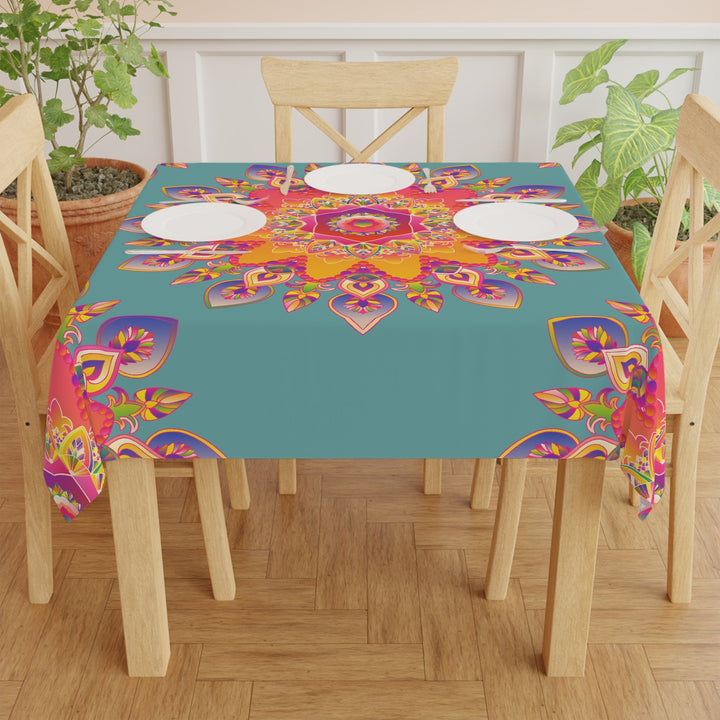 Vibrant Mandala Tablecloth - Sage Green Home Decor - Blululi