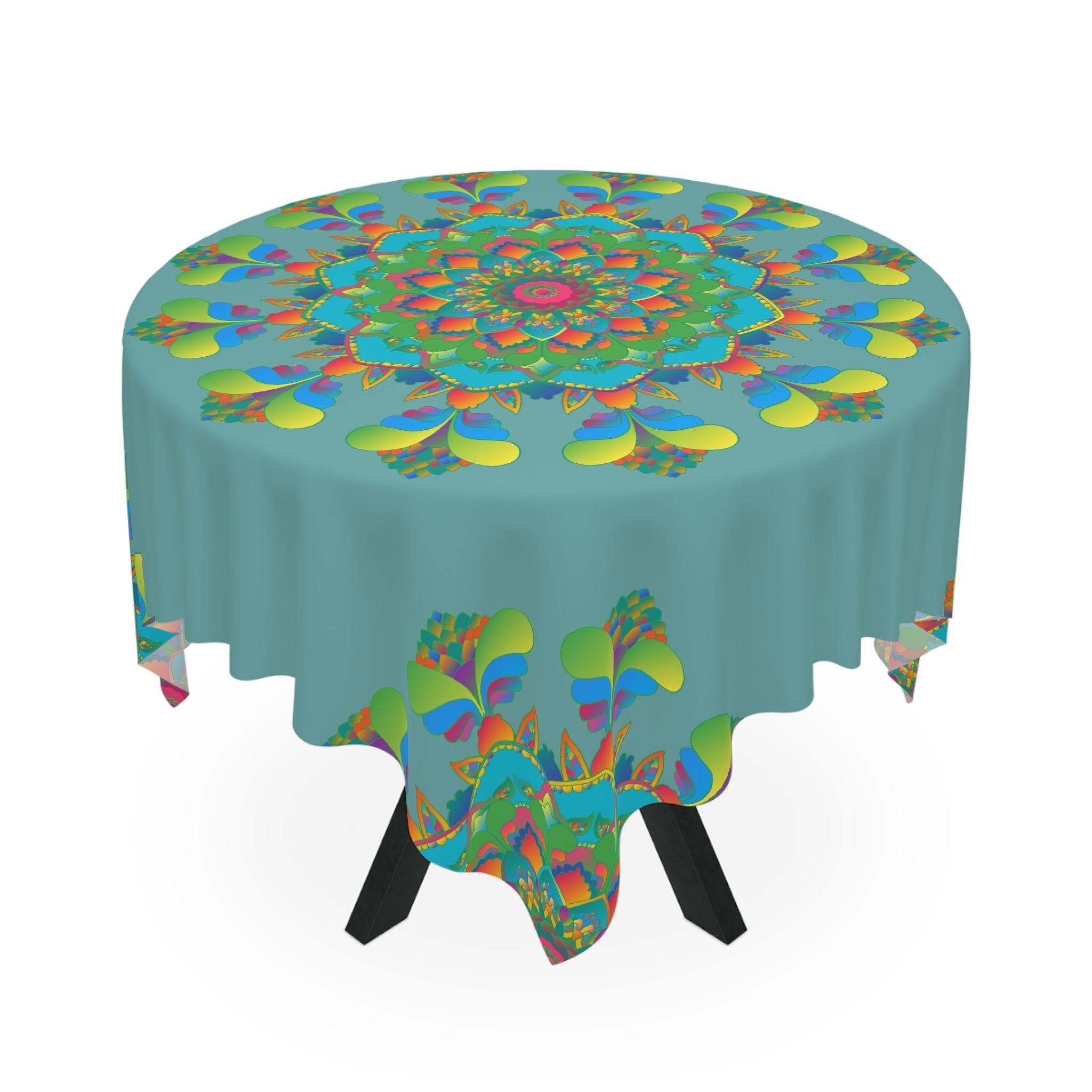 Vibrant Mandala Tablecloth - Sage Green Home Decor - Blululi