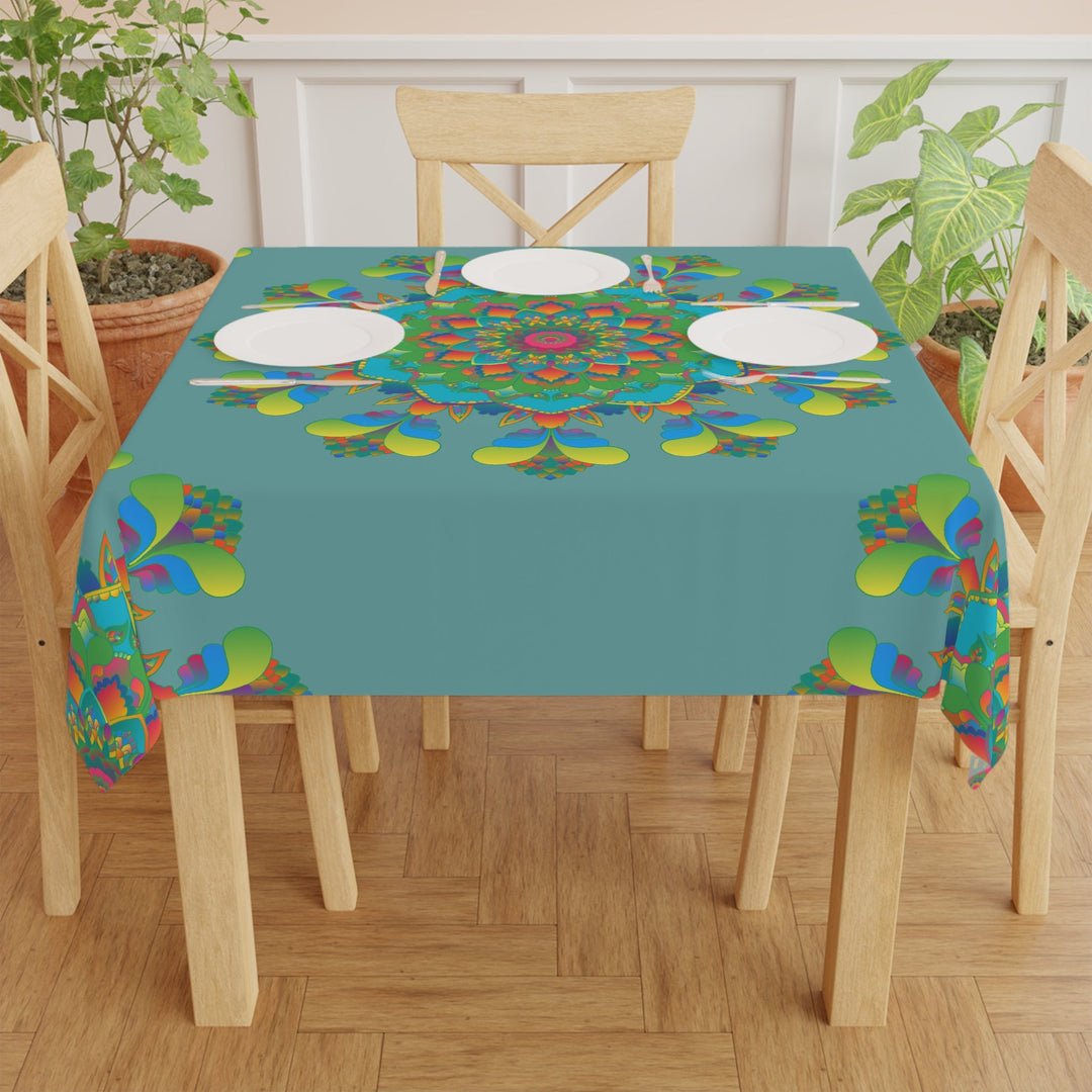 Vibrant Mandala Tablecloth - Sage Green Home Decor - Blululi