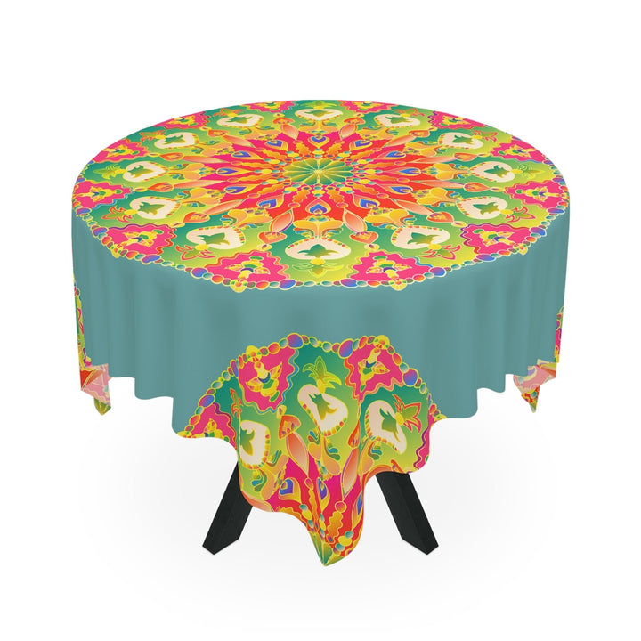 Vibrant Mandala Tablecloth - Sage Green Home Decor - Blululi