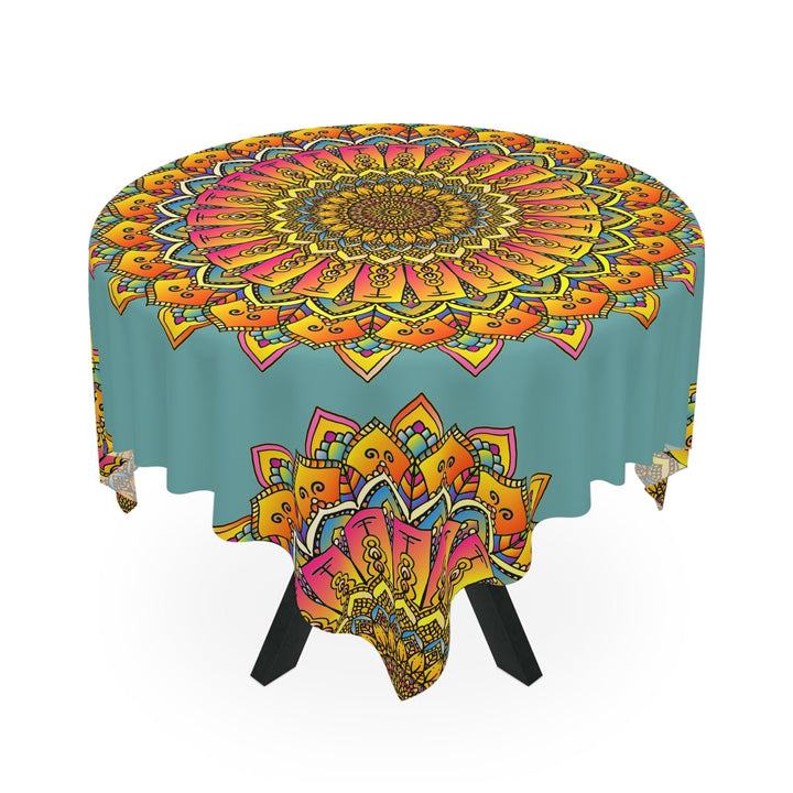 Vibrant Mandala Tablecloth - Sage Green Home Decor - Blululi