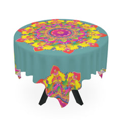 Vibrant Mandala Tablecloth - Sage Green Home Decor - Blululi