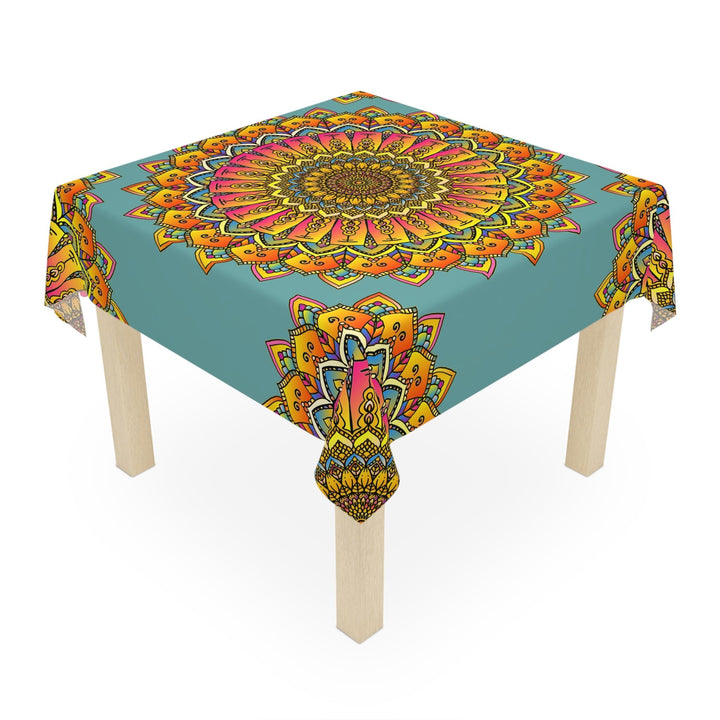 Vibrant Mandala Tablecloth - Sage Green Home Decor - Blululi