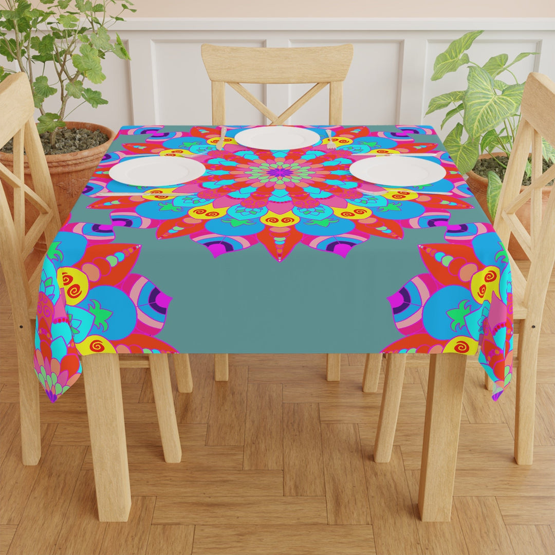 Vibrant Mandala Tablecloth - Sage Green Home Decor - Blululi