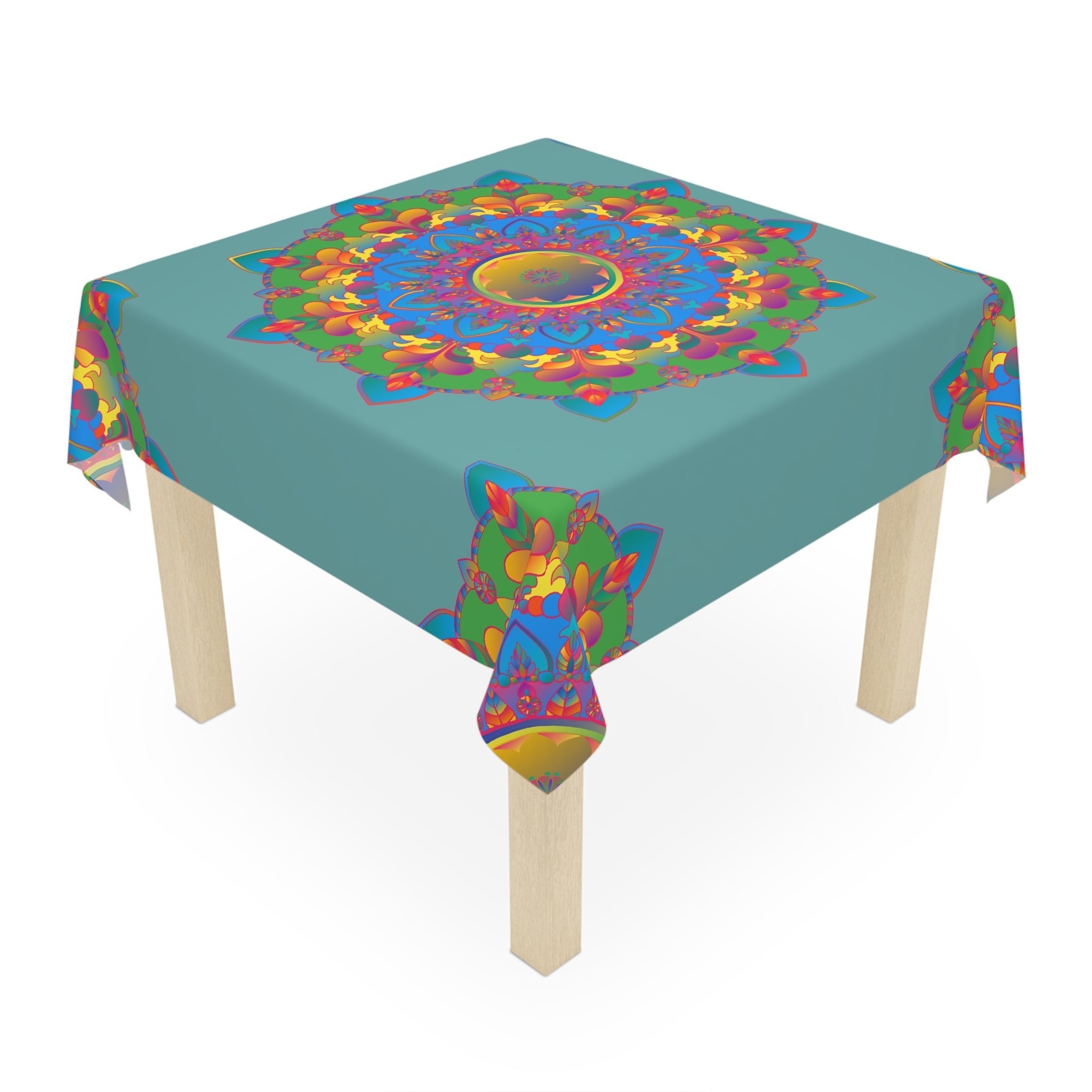 Vibrant Mandala Tablecloth - Sage Green Home Decor - Blululi