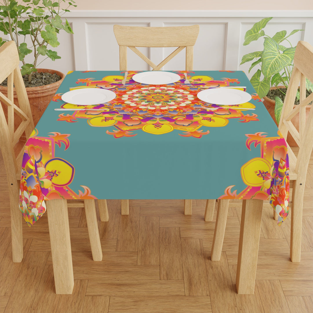 Vibrant Mandala Tablecloth - Sage Green Home Decor - Blululi