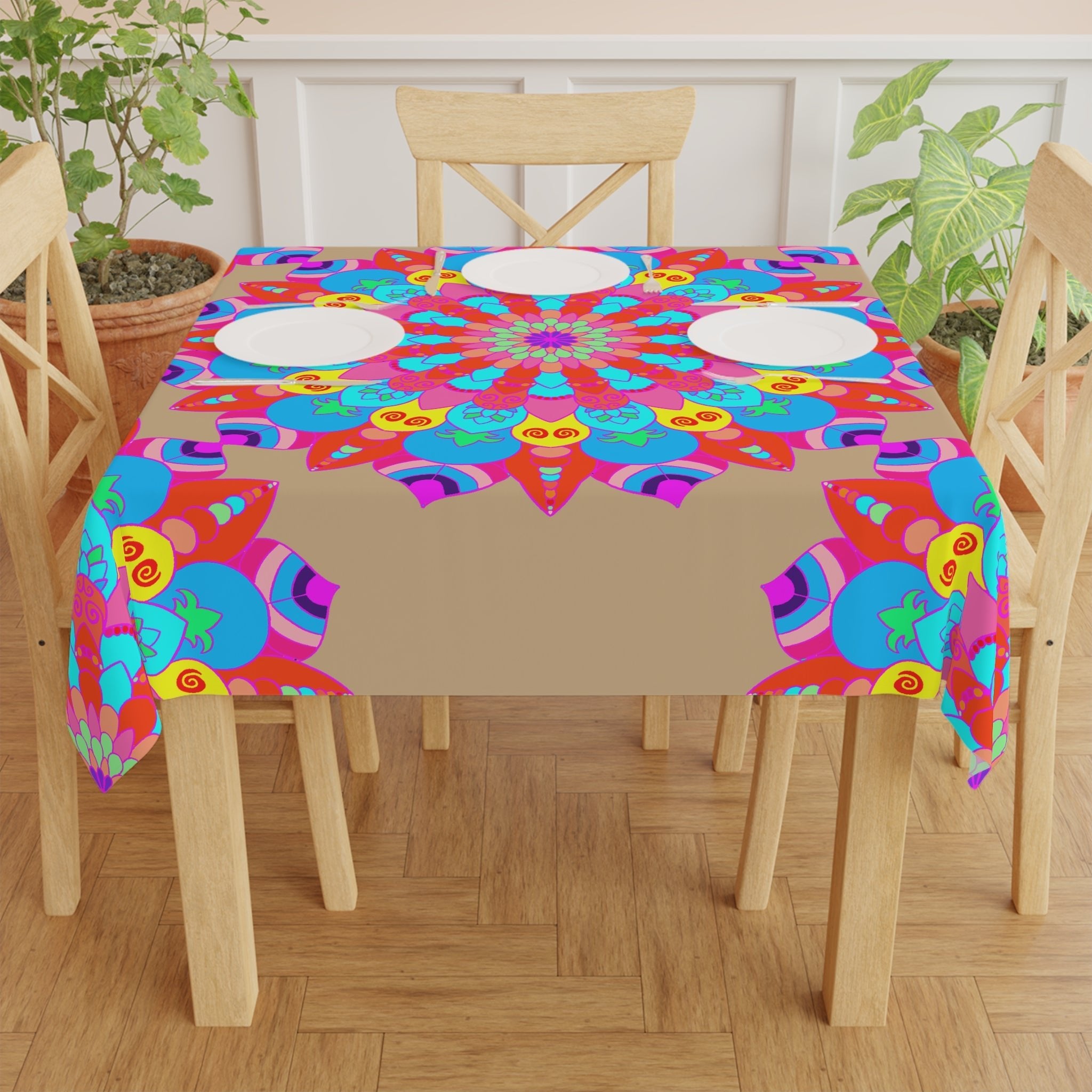 Vibrant Mandala Tablecloth - Sand Beach Design Home Decor - Blululi