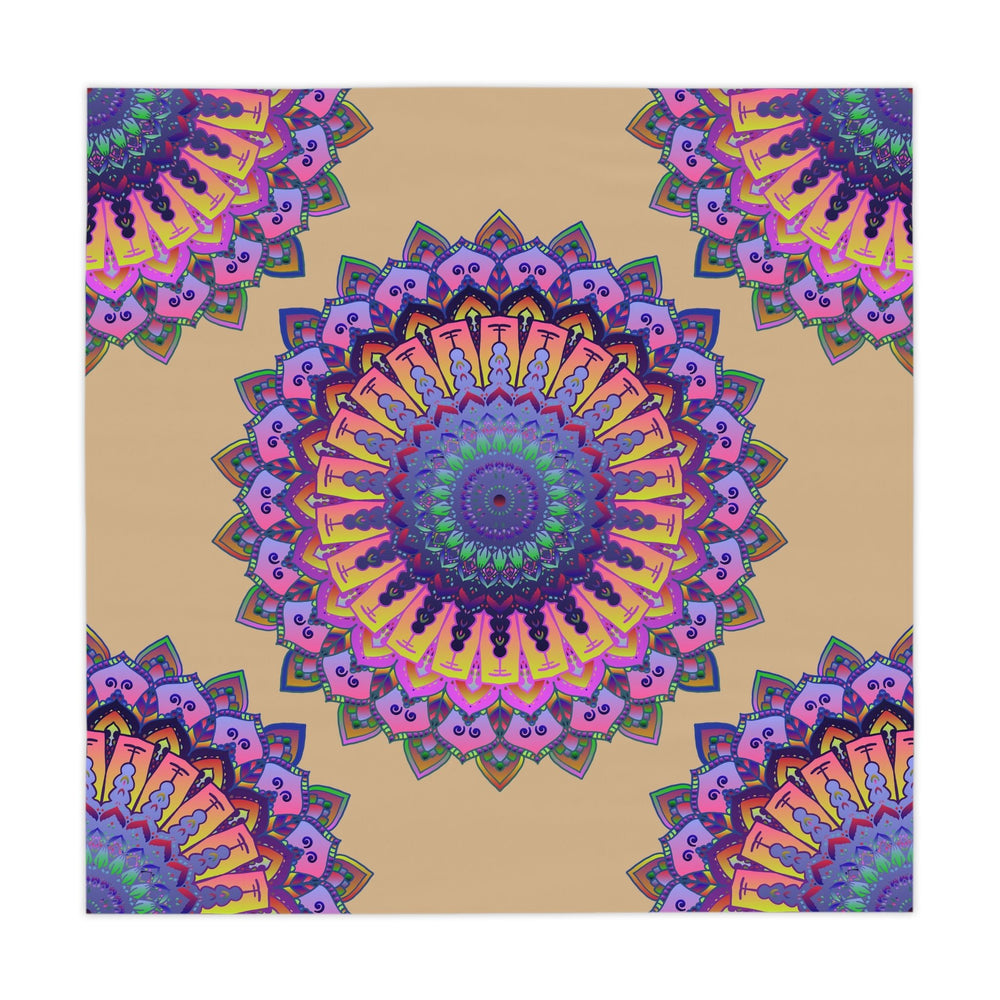 Vibrant Mandala Tablecloth - Sand & Black Home Decor - Blululi