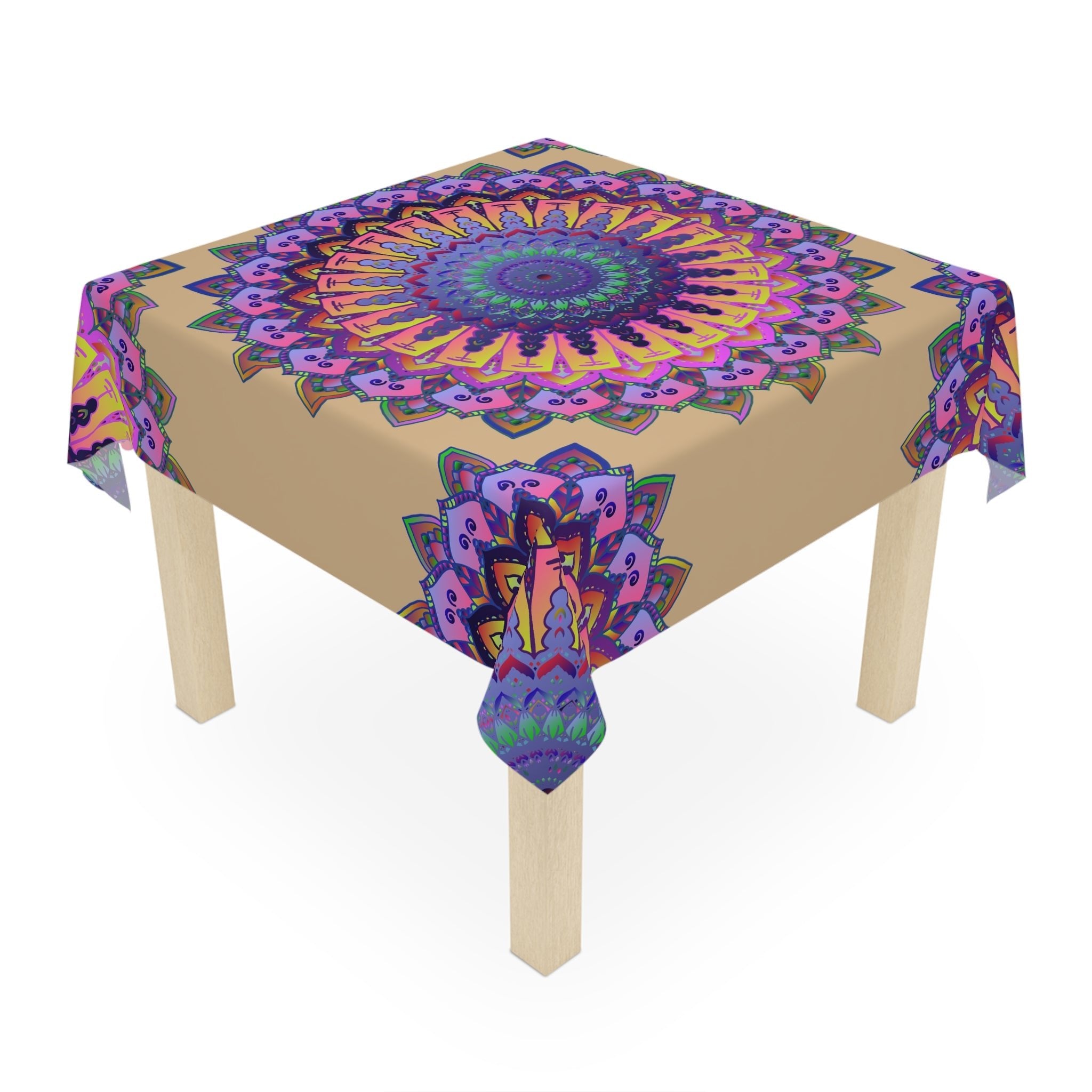 Vibrant Mandala Tablecloth - Sand & Black Home Decor - Blululi