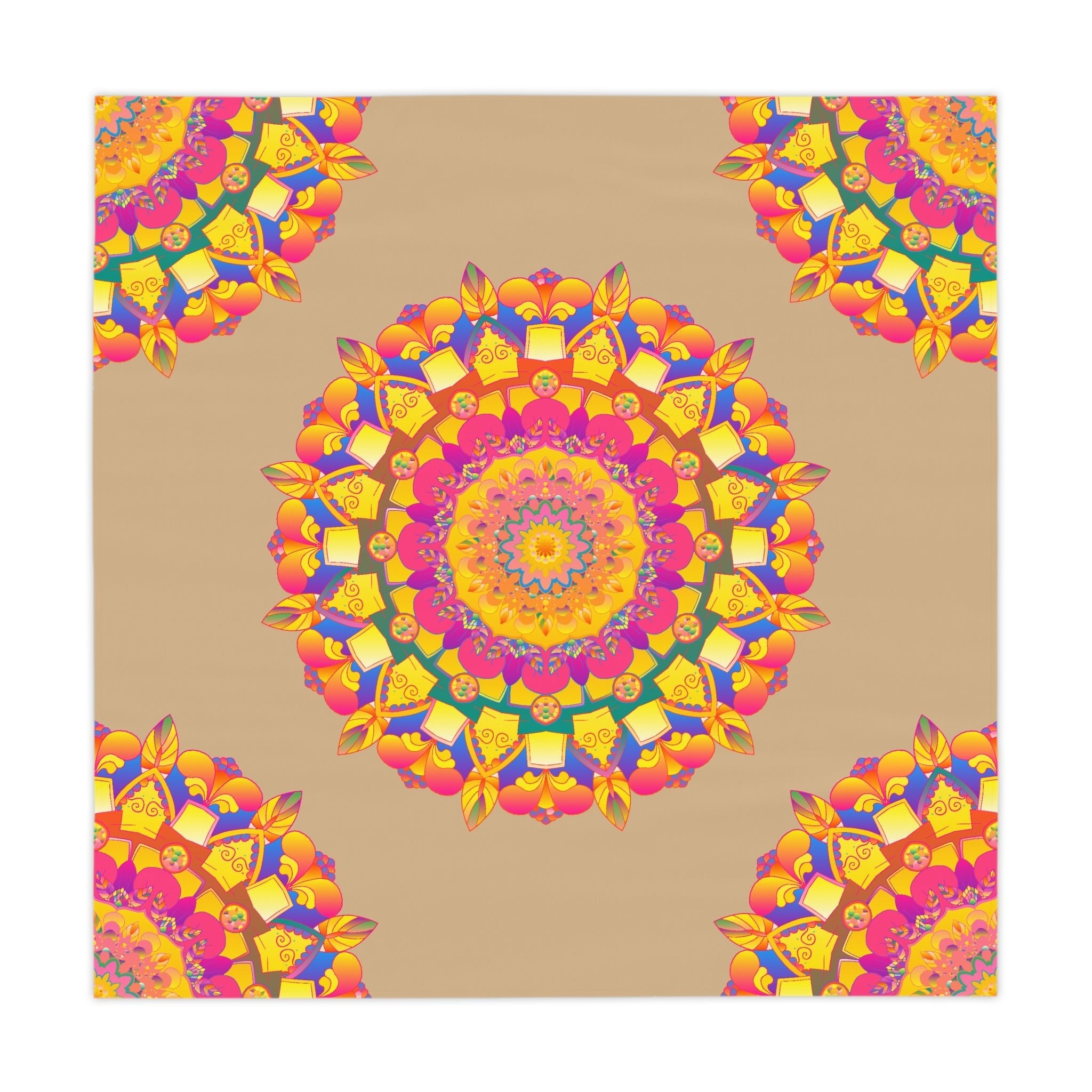 Vibrant Mandala Tablecloth - Sand & Black Home Decor - Blululi