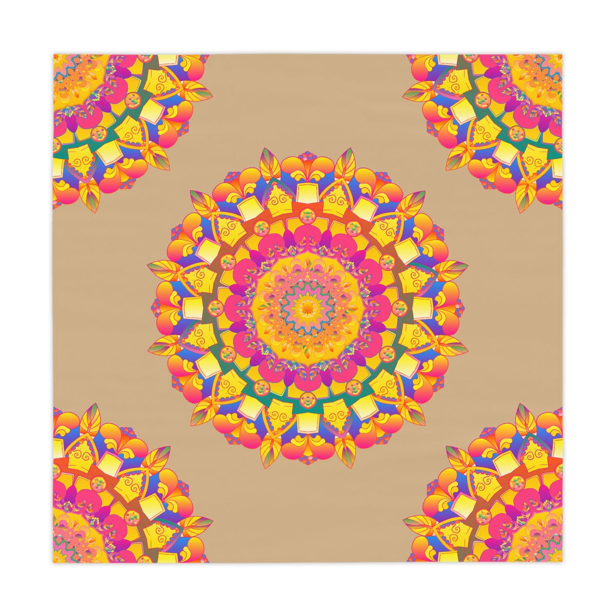 Vibrant Mandala Tablecloth - Sand & Black Home Decor - Blululi