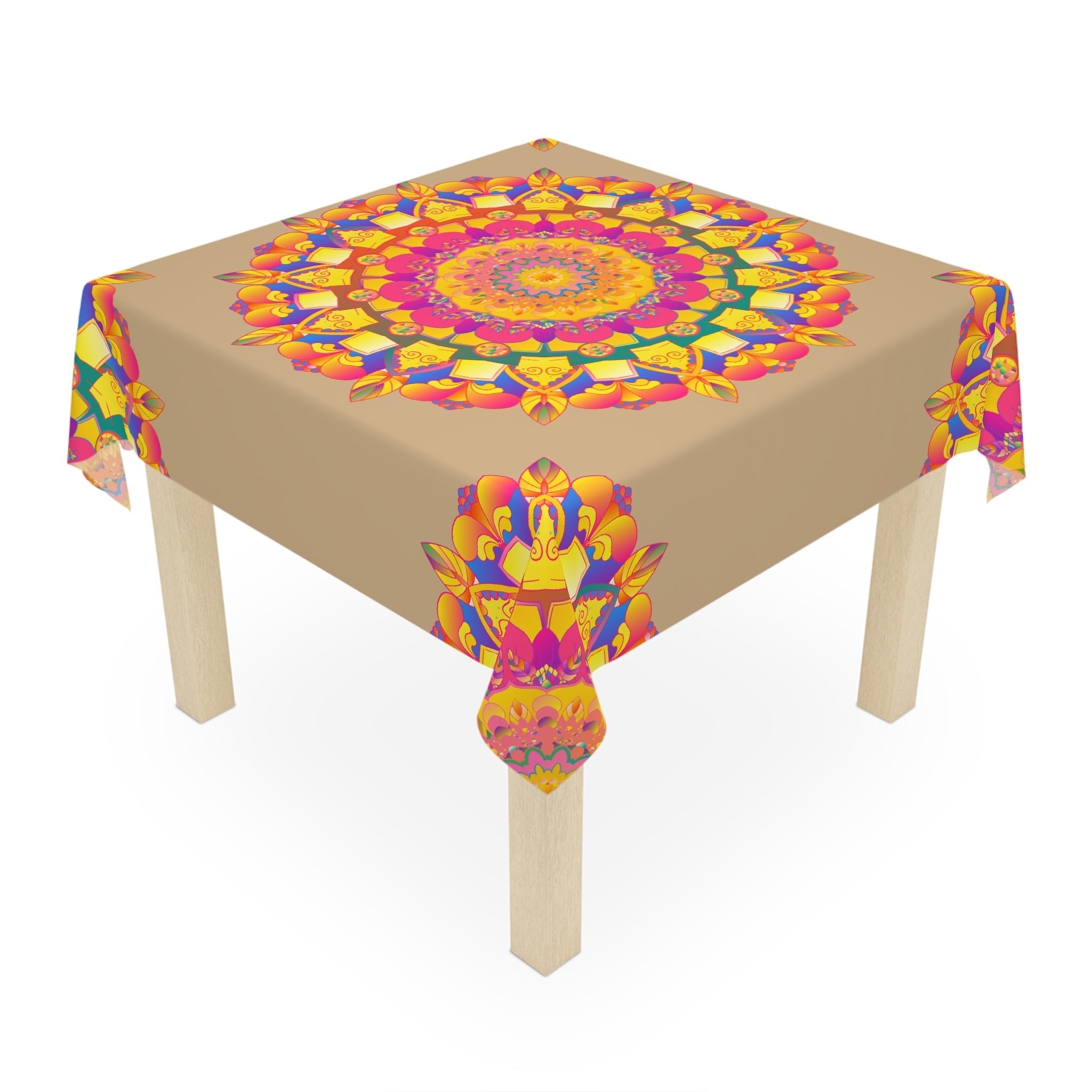 Vibrant Mandala Tablecloth - Sand & Black Home Decor - Blululi