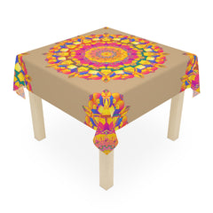 Vibrant Mandala Tablecloth - Sand & Black Home Decor - Blululi