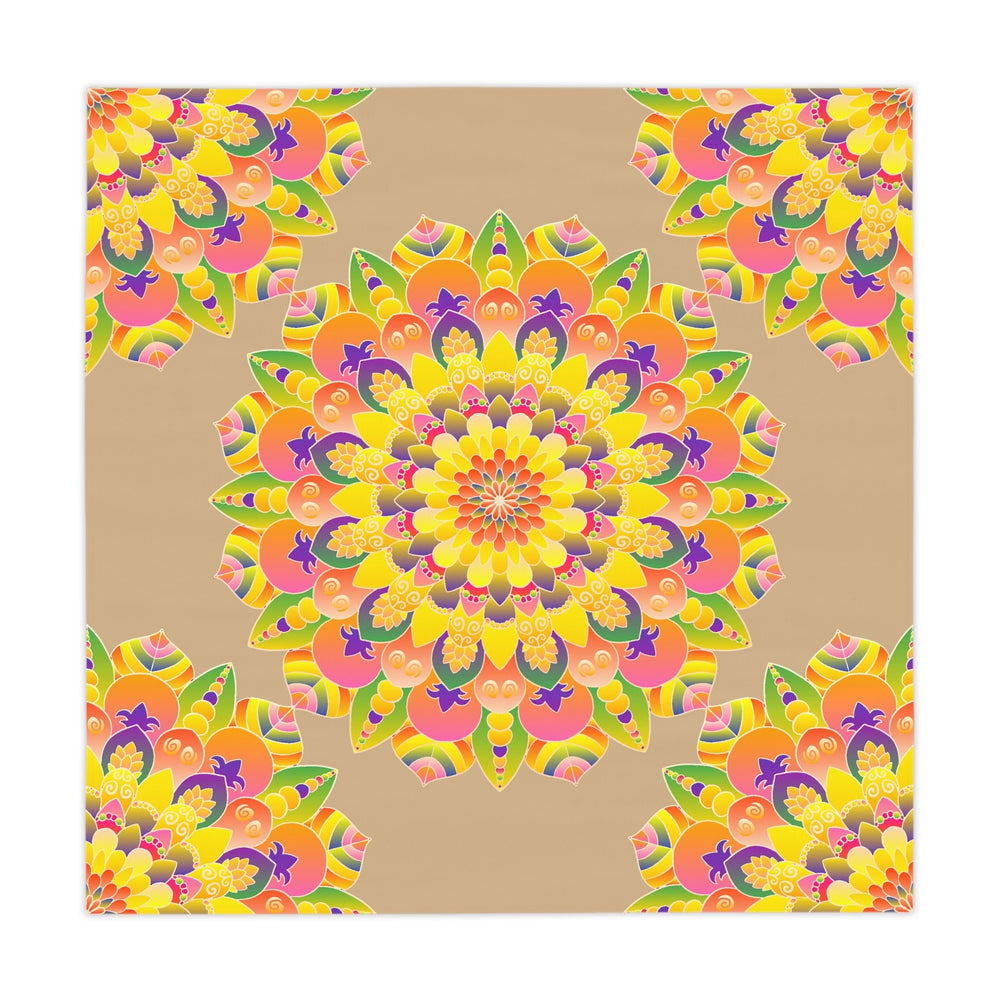 Vibrant Mandala Tablecloth - Sand, Bohemian Decor Home Decor - Blululi