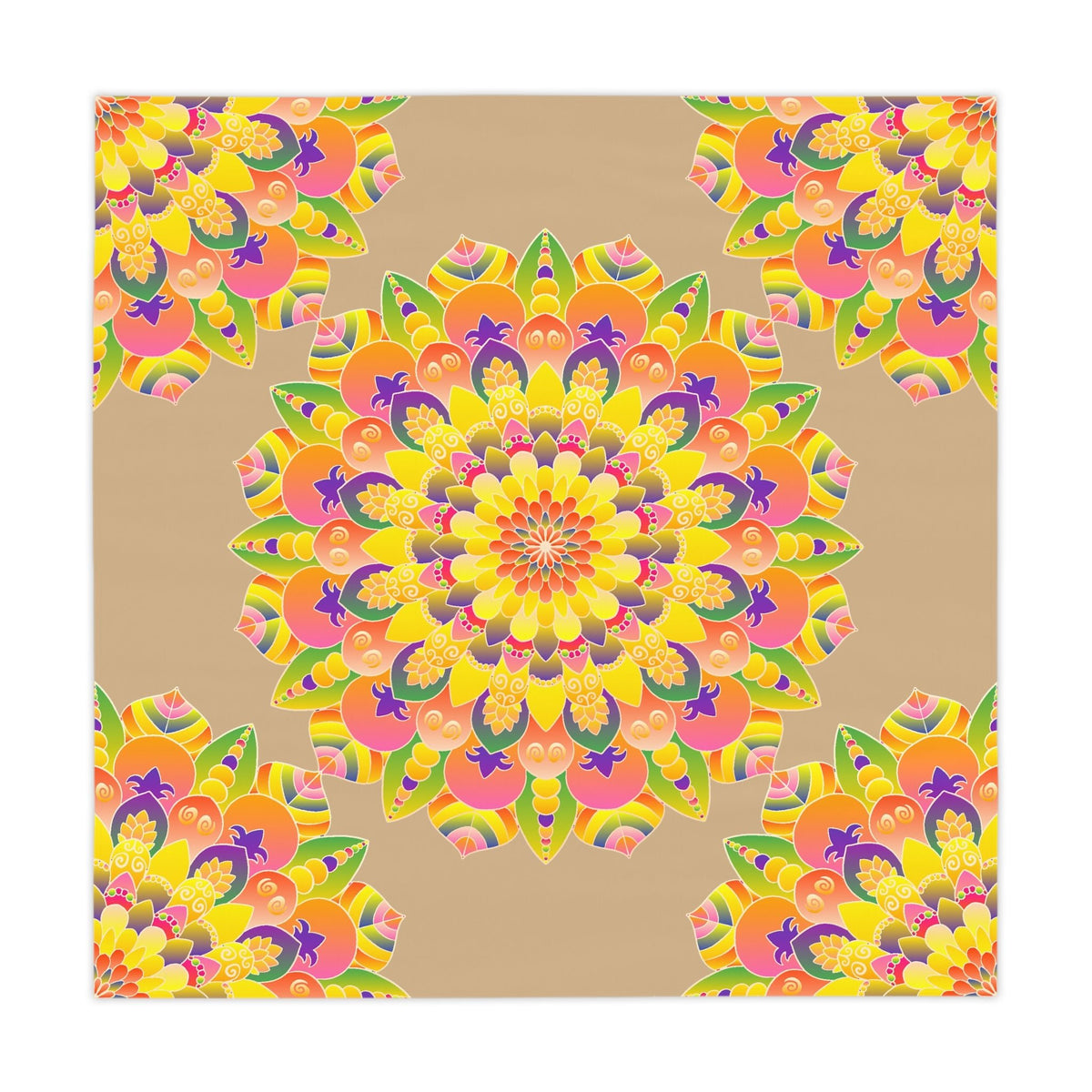 Vibrant Mandala Tablecloth - Sand, Bohemian Decor Home Decor - Blululi